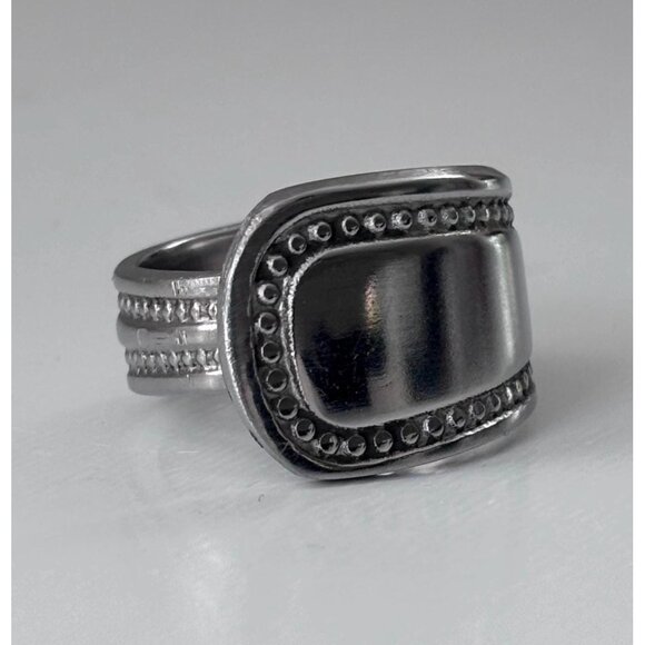 Spoon ring wrap ring size 8 silverware band statement ring hippie boho - Picture 1 of 6